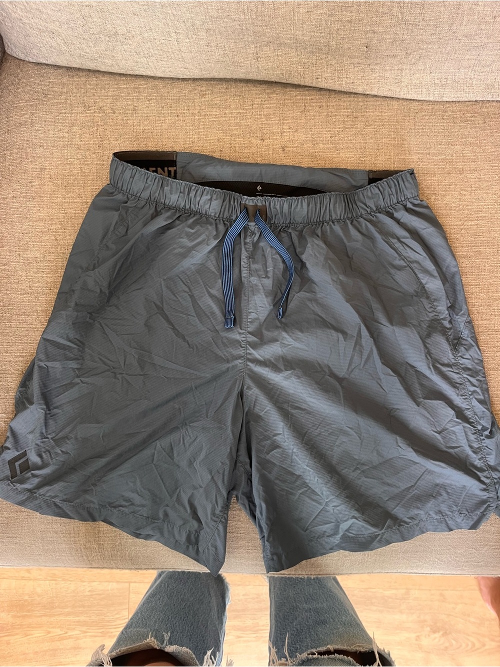 Black Diamond Men’s Gray Swim Trunks with Blue Drawcord
